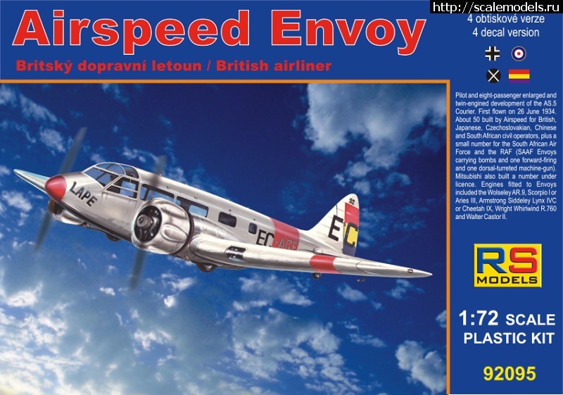 Airspeed AS.6J Envoy, RS Models, 1:72  