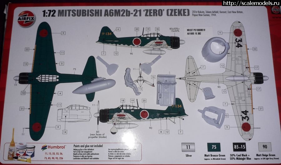 #1726668/ Mitsubishi A6M2b Zero 1:72 Airfix   